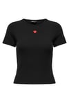 Onlelva Slim Fit Yuvarlak Yaka Kadın T Shirt 15342939 SİYAH