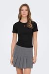 Onlelva Slim Fit Yuvarlak Yaka Kadın T Shirt 15342939 SİYAH