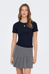 Onlelva Slim Fit Yuvarlak Yaka Kadın T Shirt 15342939 KOYU LACIVERT