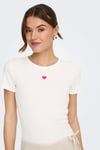 Onlelva Slim Fit Yuvarlak Yaka Kadın T Shirt 15342939 EKRU