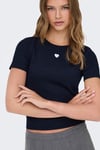 Onlelva Slim Fit Yuvarlak Yaka Kadın T Shirt 15342939 KOYU LACIVERT