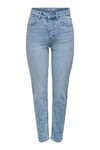Onlemıly Pamuklu Regular Fit Yüksek Bel Jeans Kadın Kot Pantolon 15361608 AÇIK MAVİ