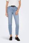 Onlemıly Pamuklu Regular Fit Yüksek Bel Jeans Kadın Kot Pantolon 15361608 AÇIK MAVİ