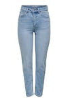 Onlemıly Pamuklu Regular Fit Yüksek Bel Jeans Kadın Kot Pantolon 15361608 AÇIK MAVİ