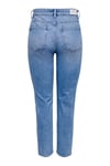 Onlemily Pamuklu Yüksek Bel Straight Fit Düz Paça Jeans Kadın Kot Pantolon 15249500 AÇIK MAVİ