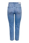 Onlemily Pamuklu Yüksek Bel Straight Fit Düz Paça Jeans Kadın Kot Pantolon 15249500 AÇIK MAVİ