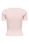 Onlfemke Pamuklu Slim Fit Fiyonk Detaylı Bisiklet Yaka Kadın T Shirt 15369336 AÇIK PEMBE