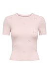 Onlfemke Pamuklu Slim Fit Fiyonk Detaylı Bisiklet Yaka Kadın T Shirt 15369336 AÇIK PEMBE