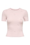 Onlfemke Pamuklu Slim Fit Fiyonk Detaylı Bisiklet Yaka Kadın T Shirt 15369336 AÇIK PEMBE