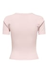 Onlfemke Pamuklu Slim Fit Fiyonk Detaylı Bisiklet Yaka Kadın T Shirt 15369336 AÇIK PEMBE