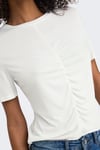 Onlfree Büzgülü Regular Fit Bisiklet Yaka Kadın T Shirt 15346602 EKRU