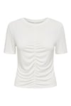 Onlfree Büzgülü Regular Fit Bisiklet Yaka Kadın T Shirt 15346602 EKRU