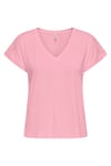 Onlfree Modal Regular Fit V Yaka Kadın T Shirt 15369294 PEMBE