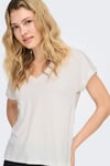 Onlfree Modal Regular Fit V Yaka Kadın T Shirt 15369294 EKRU