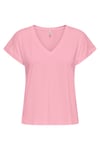 Onlfree Modal Regular Fit V Yaka Kadın T Shirt 15369294 PEMBE