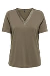 Onlfree Regular Fit Modal V Yaka Kadın T Shirt 15368626 KAHVE