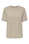 Onlfree Taşlı Regular Fit Bisiklet Yaka Kadın T Shirt 15343270 BEJ