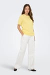 Onlfreja Pamuklu Regular Fit Yuvarlak Yaka Kadın T Shirt 15367970 SARI