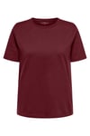 Onlfreja Pamuklu Regular Fit Yuvarlak Yaka Kadın T Shirt 15367970 BORDO