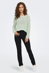 Onlgeena Regular Fit Bisiklet Yaka Örme Kadın Kazak 15113356A FISTIK YEŞİL