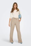 Onlgoa Keten Karışımlı Straight Fit Orta Bel Kadın Pantolon 15363676 BEJ