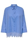 Onlgraces % 100 Pamuklu Relaxed Fit Uzun Kollu Kadın Gömlek 15343165 MAVİ