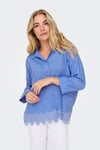 Onlgraces % 100 Pamuklu Relaxed Fit Uzun Kollu Kadın Gömlek 15343165 MAVİ