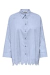 Onlgraces % 100 Pamuklu Relaxed Fit Uzun Kollu Kadın Gömlek 15343165 MAVİ-BEYAZ