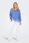 Onlgraces % 100 Pamuklu Relaxed Fit Uzun Kollu Kadın Gömlek 15343165 MAVİ