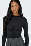 Onlhannah Regular Fit Bisiklet Yaka Kırışıklık Detaylı Kadın T Shirt 15363623 SİYAH