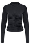 Onlhannah Regular Fit Bisiklet Yaka Kırışıklık Detaylı Kadın T Shirt 15363623 SİYAH
