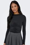 Onlhannah Regular Fit Bisiklet Yaka Kırışıklık Detaylı Kadın T Shirt 15363623 SİYAH