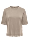 Onlhannah Relaxed Fit Bisiklet Yaka Kadın T Shirt 15348760 BEJ