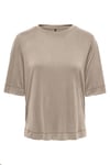 Onlhannah Relaxed Fit Bisiklet Yaka Kadın T Shirt 15348760 BEJ