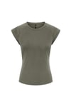 Onlhannah Slim Fit Bisiklet Yaka Kadın T Shirt 15375055 YEŞİL
