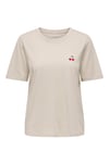 Onlhappy % 100 Pamuk Regular Fit Bisiklet Yaka Kadın T Shirt 15370117 TAŞ