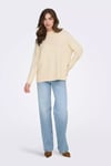 Onlhazel Oversize Fit Balıkçı Yaka Örme Kadın Kazak 15352853 KREM