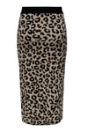 Onlib Slim Fit Midi Boy Leoparlı Kadın Etek 15350672 SİYAH-BEJ