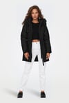 Onliris Regular Fit Çıkarılabilir Kapüşonlu Kadın Parka 15304625 SİYAH-SİYAH