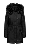 Onliris Regular Fit Çıkarılabilir Kapüşonlu Kadın Parka 15304625 SİYAH-SİYAH