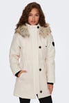 Onliris Regular Fit Çıkarılabilir Kapüşonlu Kadın Parka 15304625 BEJ