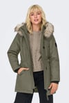 Onliris Regular Fit Çıkarılabilir Kapüşonlu Kadın Parka 15304625 Olive
