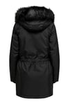 Onliris Regular Fit Çıkarılabilir Kapüşonlu Kadın Parka 15304625 SİYAH-SİYAH