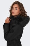 Onliris Regular Fit Çıkarılabilir Kapüşonlu Kadın Parka 15304625 SİYAH-SİYAH