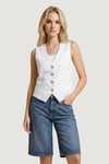 Onlita % 100 Pamuk Regular Fit V Yaka Kadın Yelek 15370277 BEYAZ