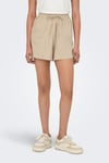 Onljakiri Keten Karışımlı Comfort Fit Belden Bağlamalı Kadın Short 15346498 BEJ