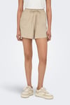 Onljakiri Keten Karışımlı Comfort Fit Belden Bağlamalı Kadın Short 15346498 BEJ