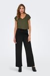 Onljany Regular Fit Yüksek Bel Geniş Paça Kadın Pantolon 15294429 SİYAH