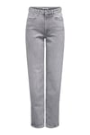 Onljuıcy Regular Fit Yüksek Bel Boru Paça Jeans Kadın Kot Pantolon 15342042 AÇIK GRİ