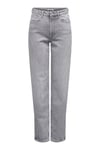 Onljuıcy Regular Fit Yüksek Bel Boru Paça Jeans Kadın Kot Pantolon 15342042 AÇIK GRİ